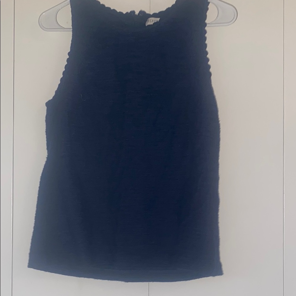J. Crew Black Ruffled Tank Top